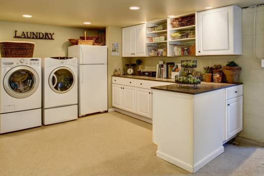 Finish a basement with a laundry/utility room