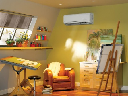 GE vs Trane air conditioners. Shown here is a GE mini-split AC unit.